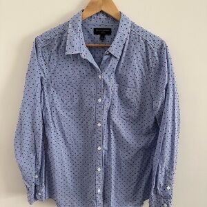 Banana Republic Blue Gingham Red Dot Classic Fit Shirt, Sz Large Cotton